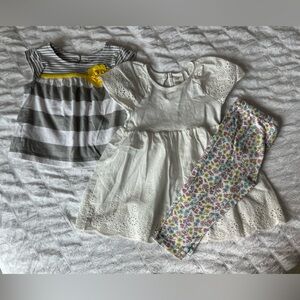 Baby Girls Carters Dress, Legging, Top Bundle Size 12M GUC